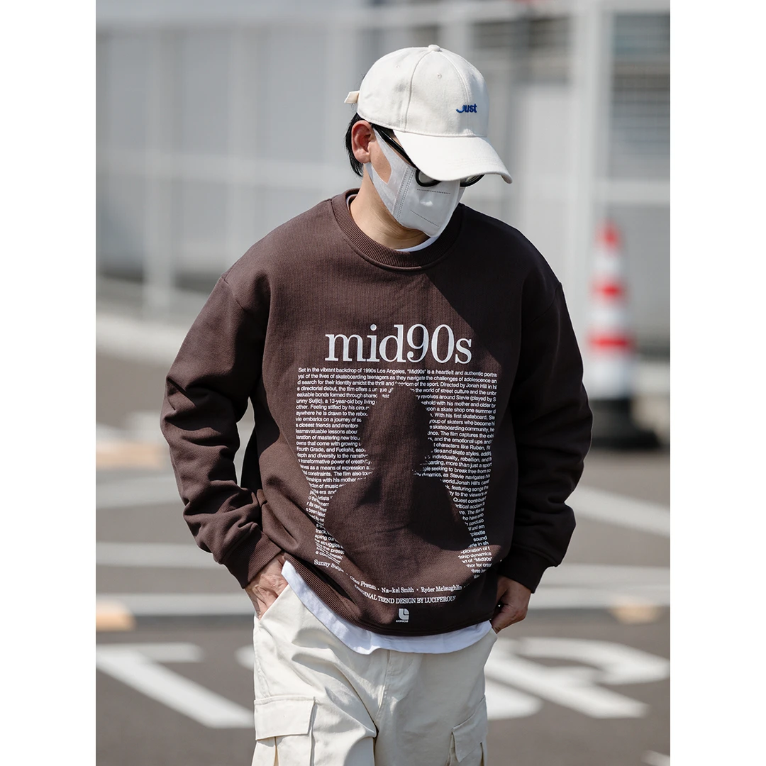 秋季新款潮流印花剪影长袖卫衣套头圆领港风ins青少年 LF24329