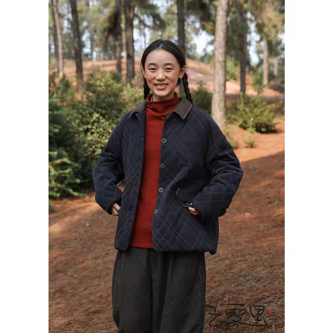 【云雾里】3147大气简约牛仔短棉衣