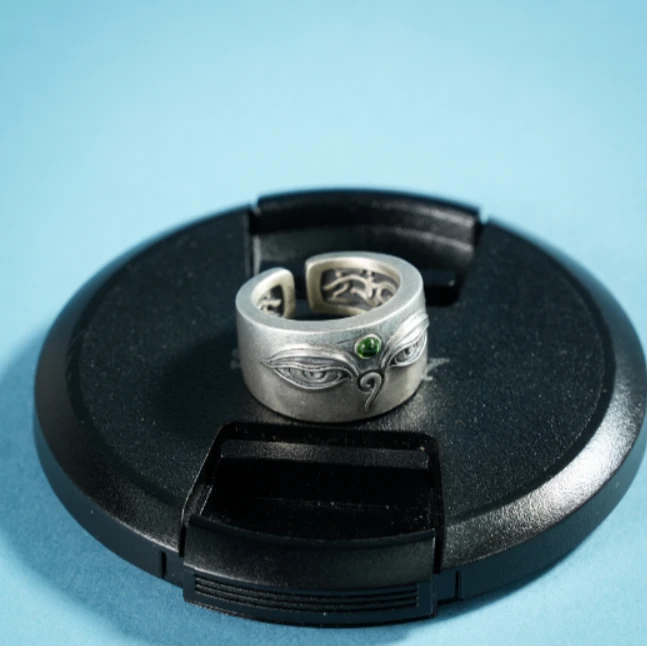 925银银制品 绿度母银饰戒指 DAE092202