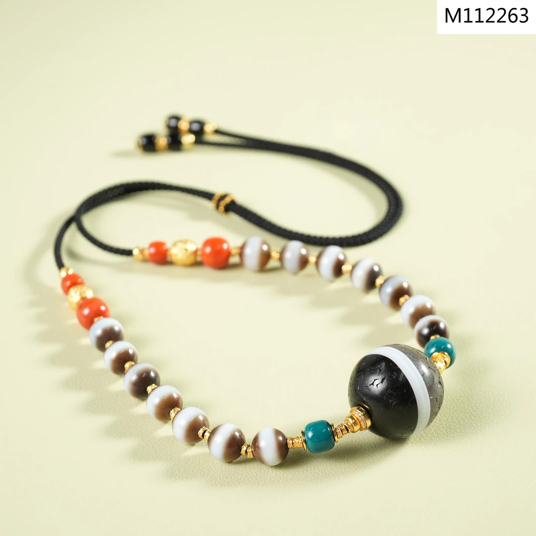 【老掌柜】一线单珠玛瑙项链 M112263