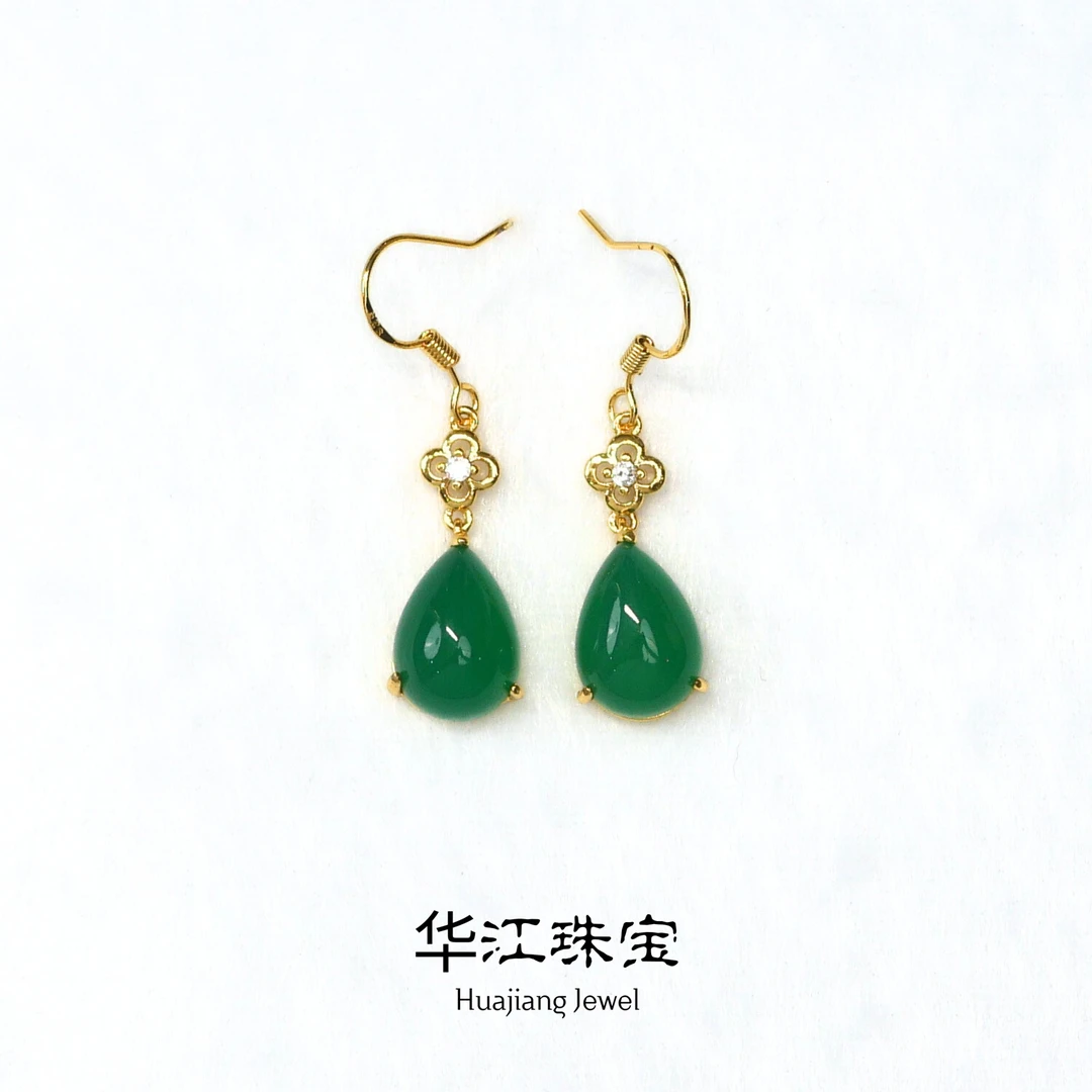 天然玛瑙简约气质百搭水滴耳坠-TY4