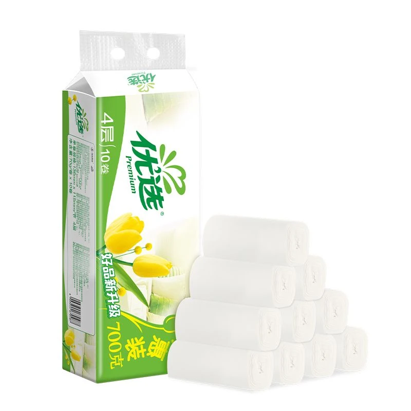 心相印优选郁金香四层无芯卷纸70g*10卷/提