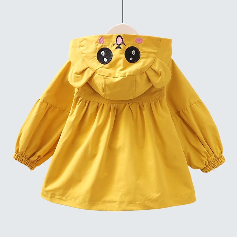 女童外套2025童装洋气纯棉中长款风衣宝宝卡通连帽上衣超可爱春秋