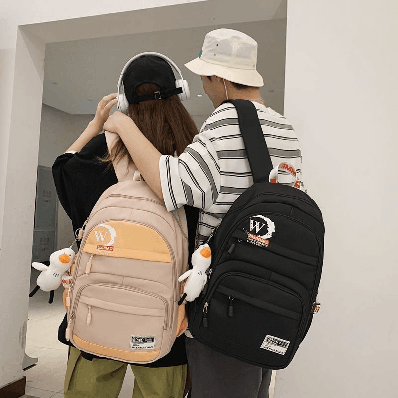 书包大学生大容量旅行双肩包简约中学生日系高中可套拉杆箱背包