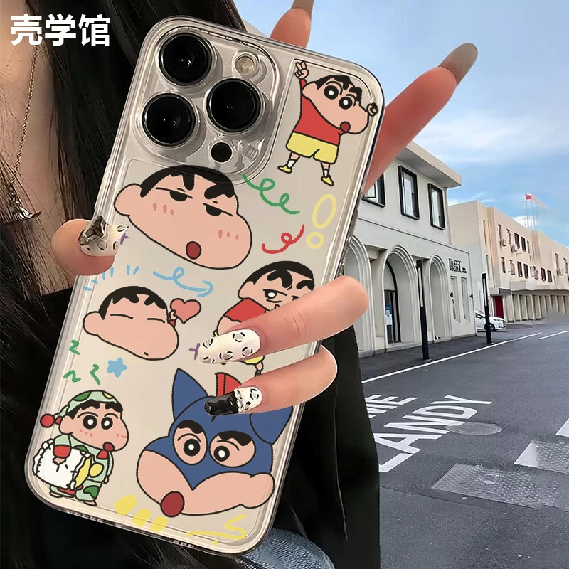 壳学馆小新超人适用苹果15手机壳iPhone14promax透明13防摔12卡通