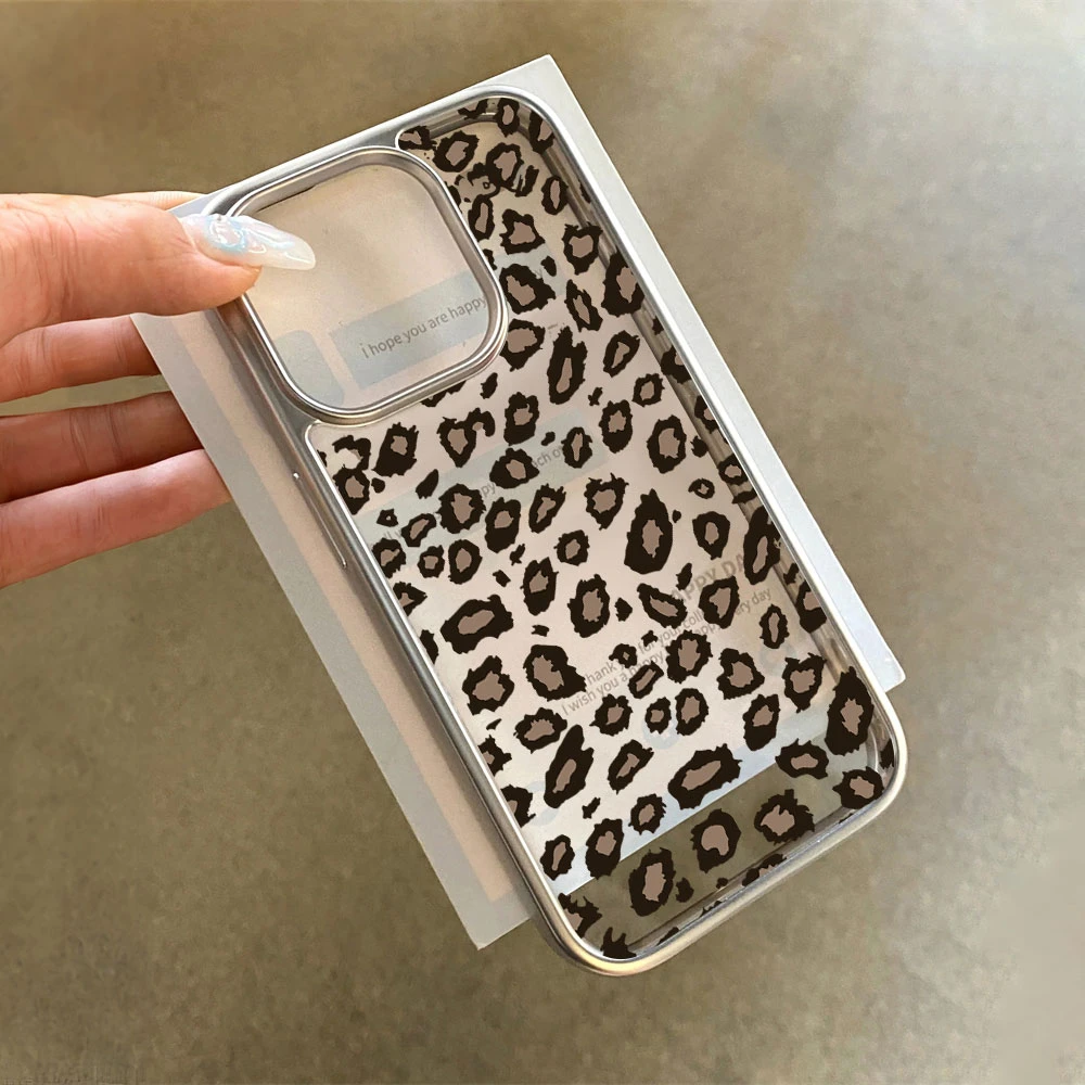 壳学馆创意豹纹适用苹果15手机壳iPhone14pro电镀13/12/7/8防摔软