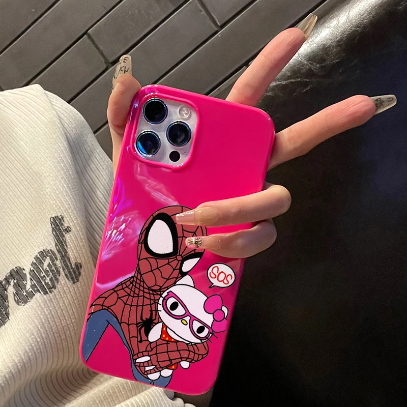 壳学馆凯蒂蜘蛛侠适用苹果15手机壳iPhone14promax果冻壳13防摔12