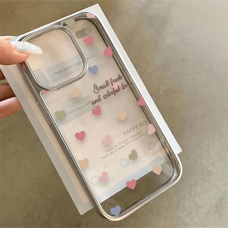 壳玛仕满屏爱心适用苹果15手机壳iPhone14pro电镀13/12/7/8防摔软