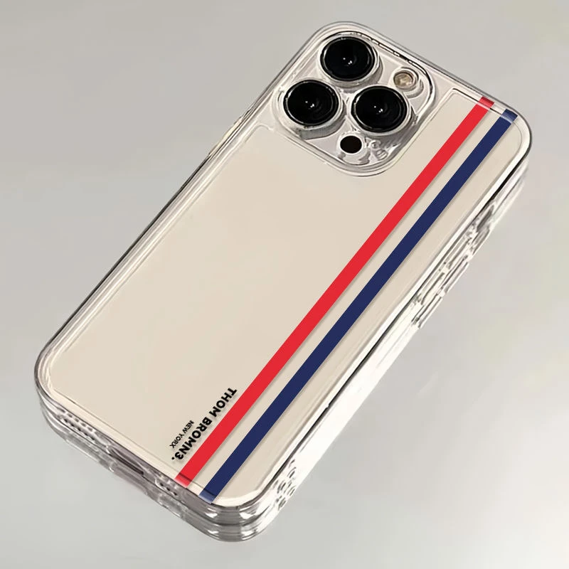 壳学馆极简风条纹适用苹果15手机壳iPhone14透明13防摔全包12创意