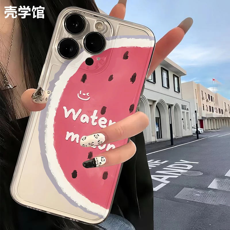 壳学馆夏日西瓜适用苹果15手机壳iPhone14透明13防摔全包12软11