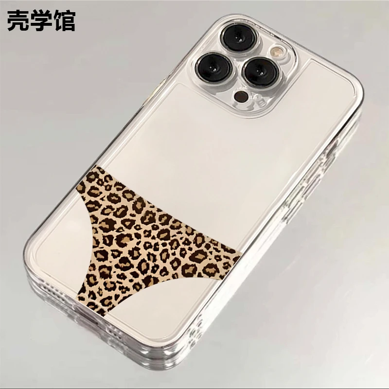 壳学馆搞怪豹纹适用苹果15手机壳iPhone14透明13防摔全包12创意11