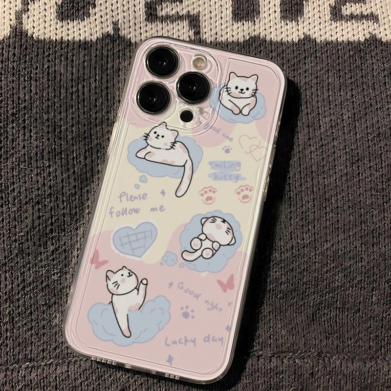 卡通云朵猫咪iphone15promax/13苹果14手机壳华为荣耀oppo小米viv