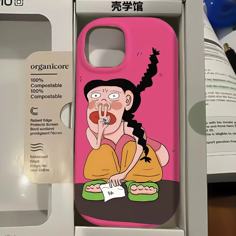 壳学馆抠鼻女孩适用苹果15手机壳iPhone14Promax大孔防摔13创意12