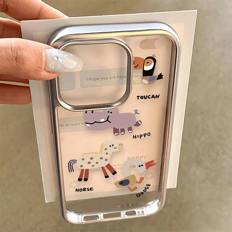 壳学馆动物合集适用苹果15手机壳iPhone14pro电镀创意13/12/7/8软