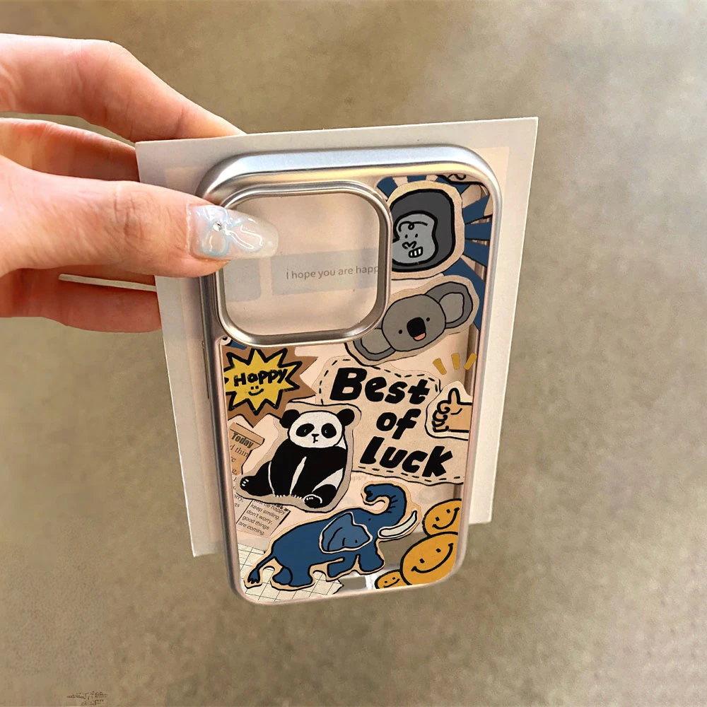 壳学馆动物合集适用苹果15手机壳iPhone14pro电镀创意13/12/7/8软