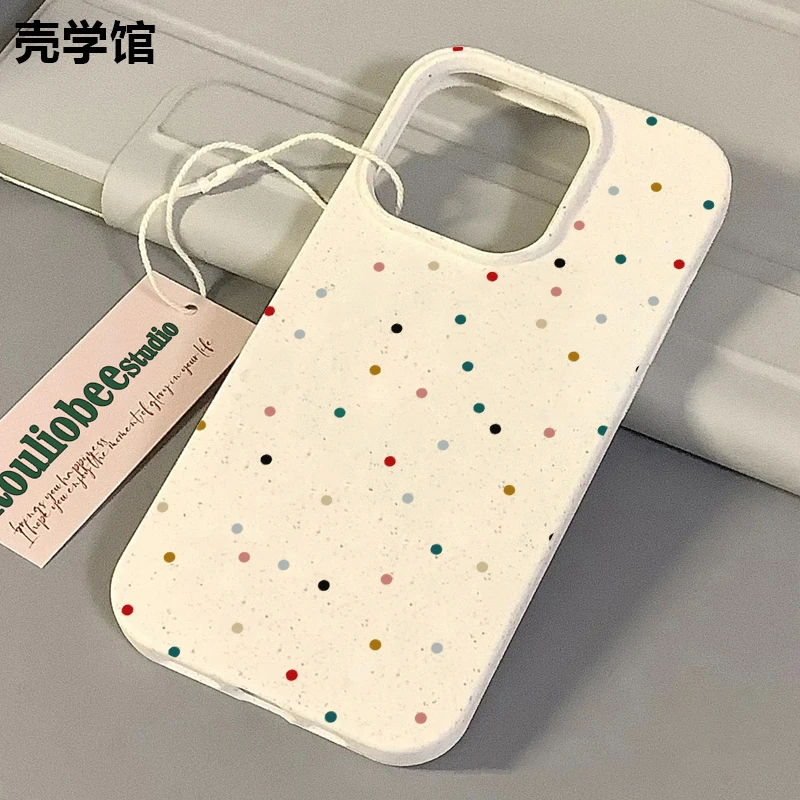 壳学馆色彩小波点适用苹果15手机壳iPhone14promax小麦软胶13简约
