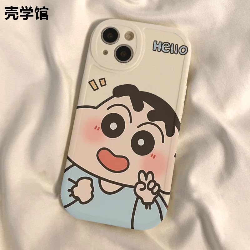 壳学馆比耶小新适用苹果15手机壳iPhone14promax全包13防摔12女11