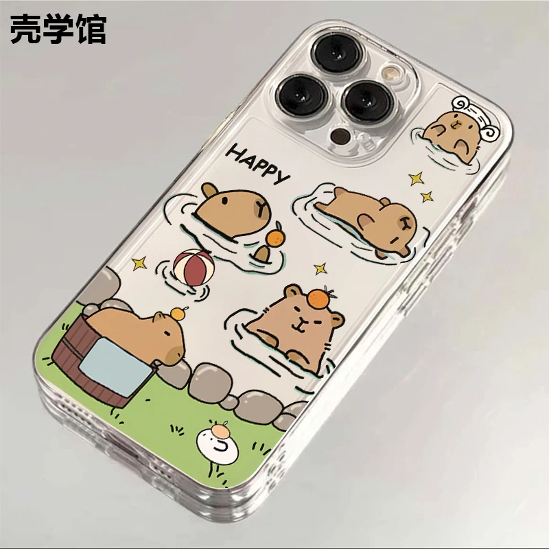 壳学馆游泳河豚适用苹果15手机壳iPhone14透明13防摔全包12简约11