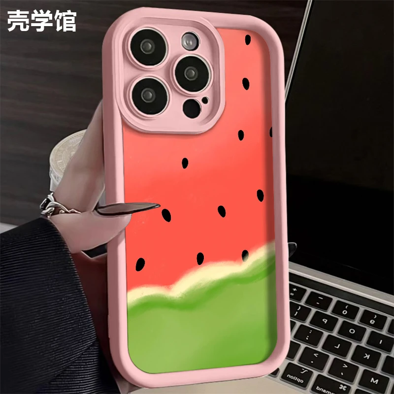 壳学馆西瓜油画适用苹果15手机壳iPhone14promax磨砂13防摔12女11
