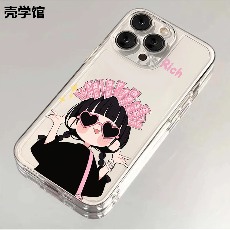 壳学馆满头钱女孩适用苹果15手机壳iPhone14promax透明13软12创意