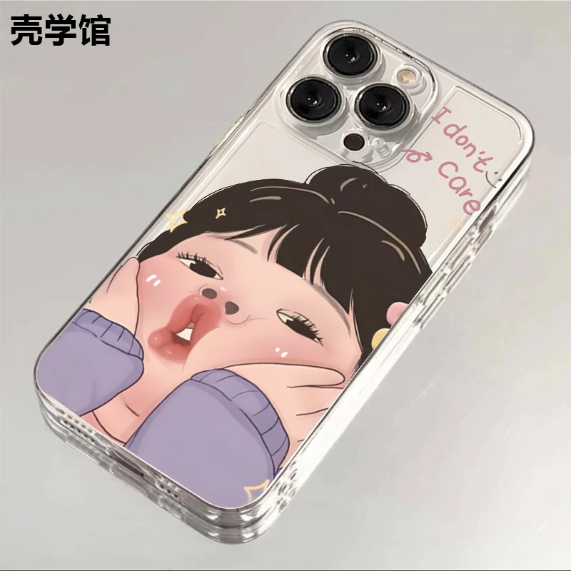 壳学馆紫猪猪女孩适用苹果15手机壳iPhone14promax透明13软12创意