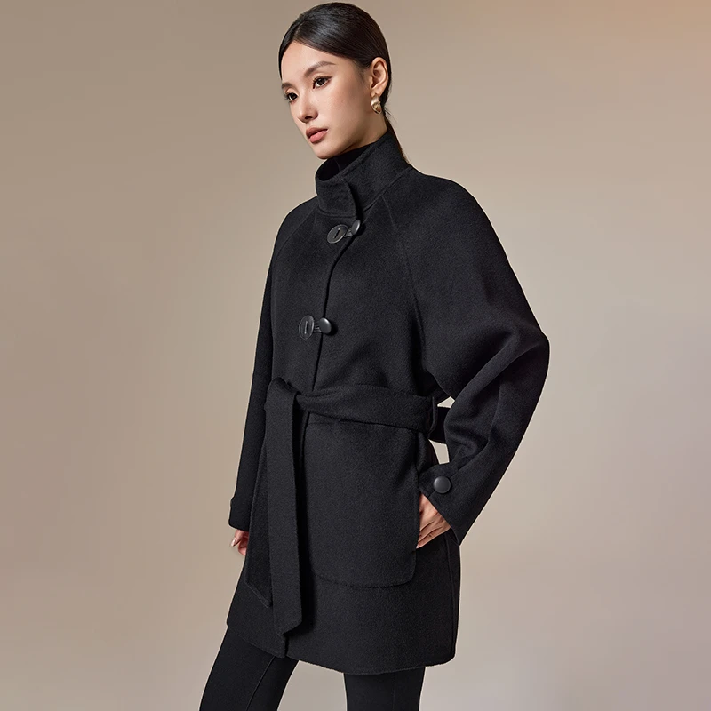 【黑色旋律】高定双面呢100%绵羊毛大衣2024秋冬新款581260