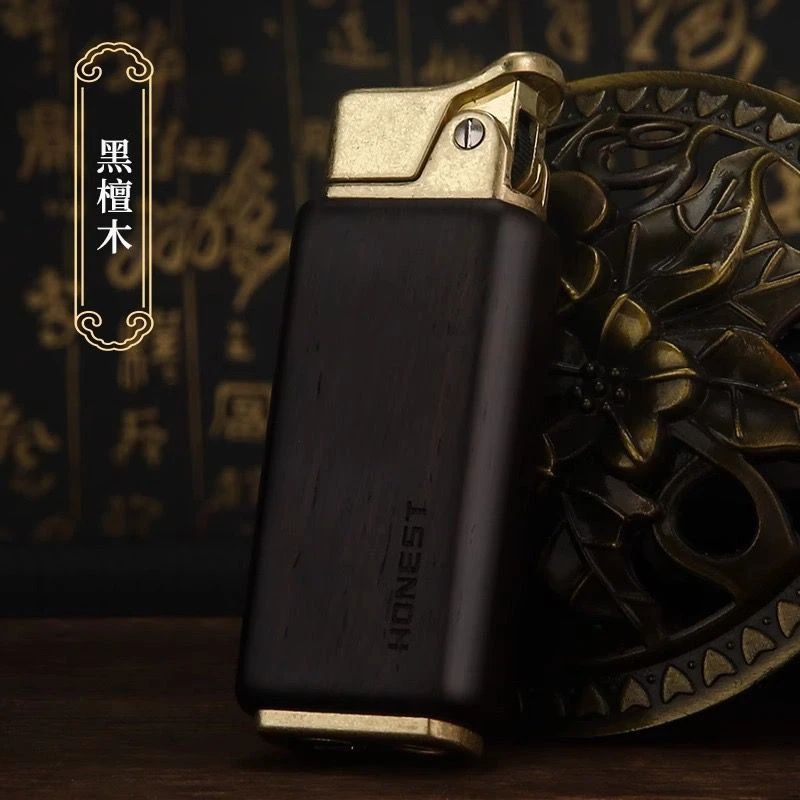 HONEST/百诚新款檀木复古打火机怀旧老式个性点火男士木头网红