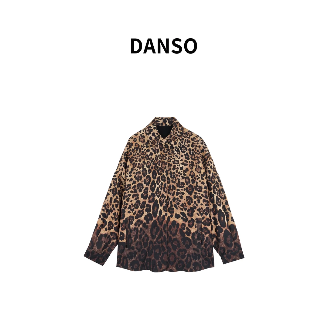 DANSO【猎豹】玉美华小众设计长袖时尚休闲豹纹衬衫衬衣女 BB2218