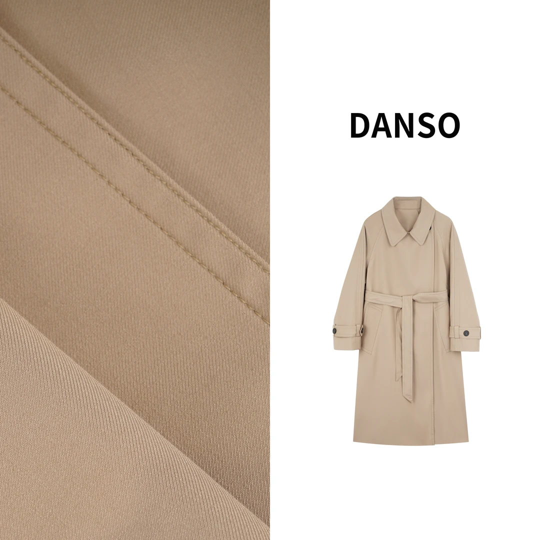 DANSO 【双子塔】玉美华气质时尚中长款翻领风衣外套 SW0871