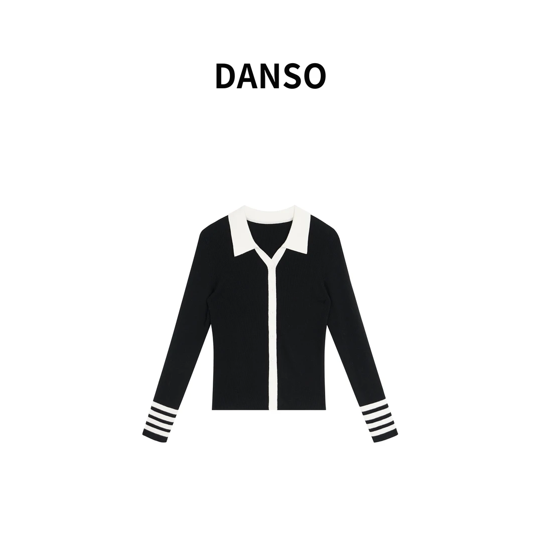 DANSO【巴特打底】玉美华通勤百搭时尚设计师条纹针织衫YY0127