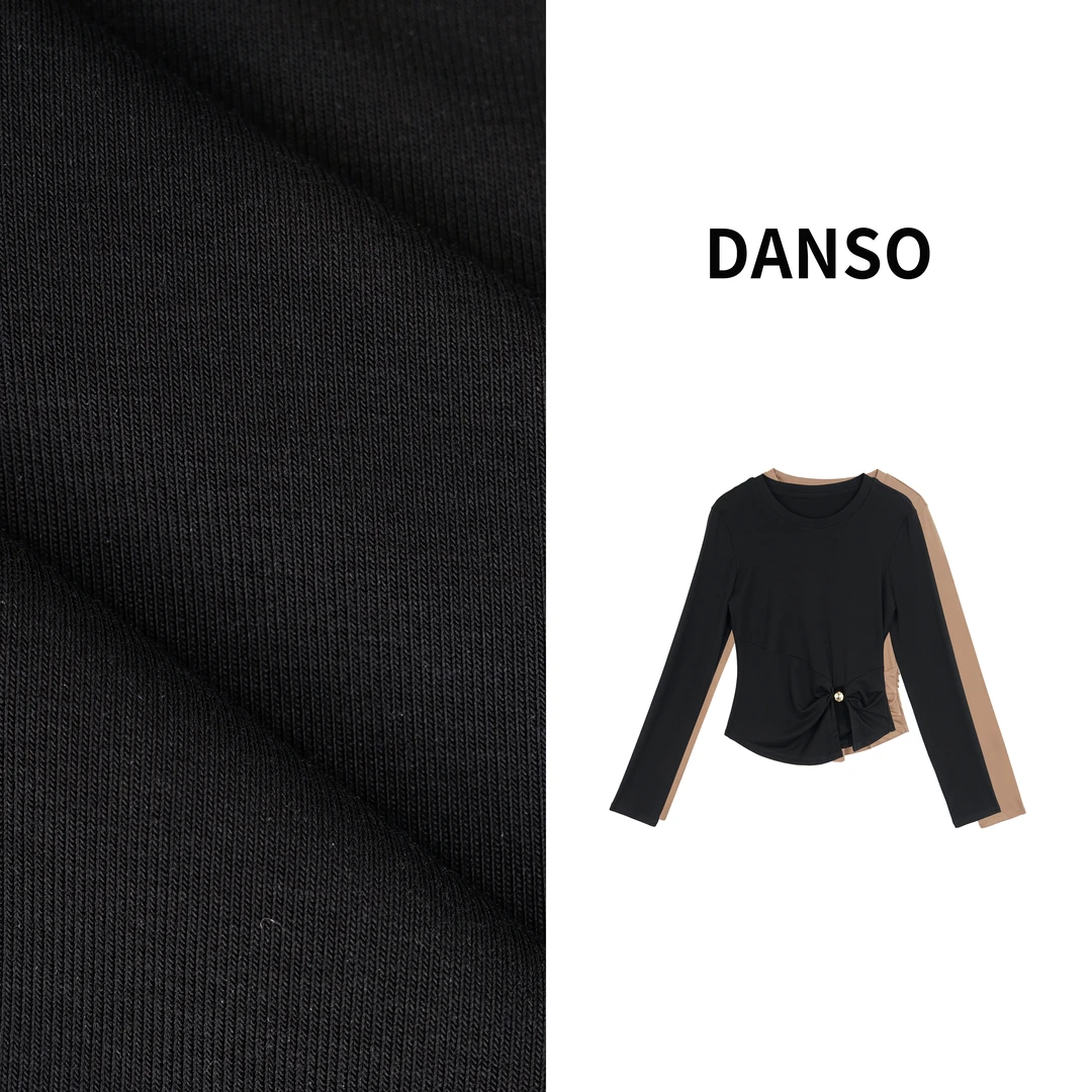 DANSO【小金豆】玉美华小众设计修身百搭长袖套头打底衫女 SW0796