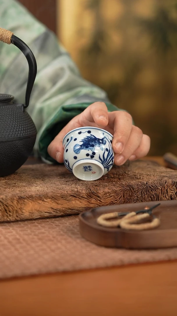 【闪购商品】杯灌溪柴窑鱼藻炉式杯