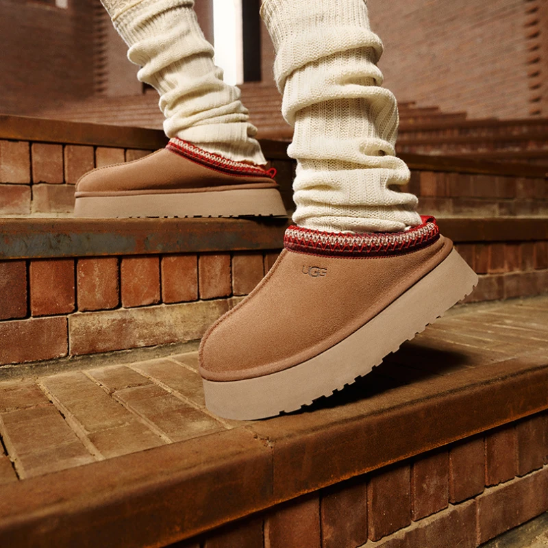 秋季女士休闲舒适低帮厚底塔茨乐福鞋时尚一脚蹬雪地棉女款