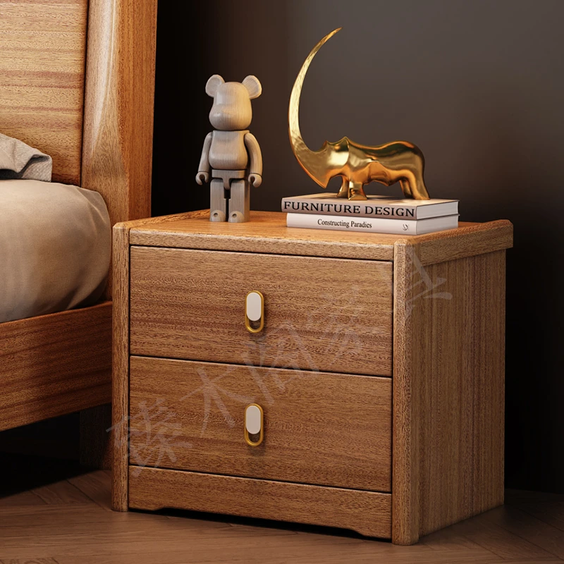 进口金丝檀木实木床配套实木床头柜卧室储物柜收纳柜简约床边柜