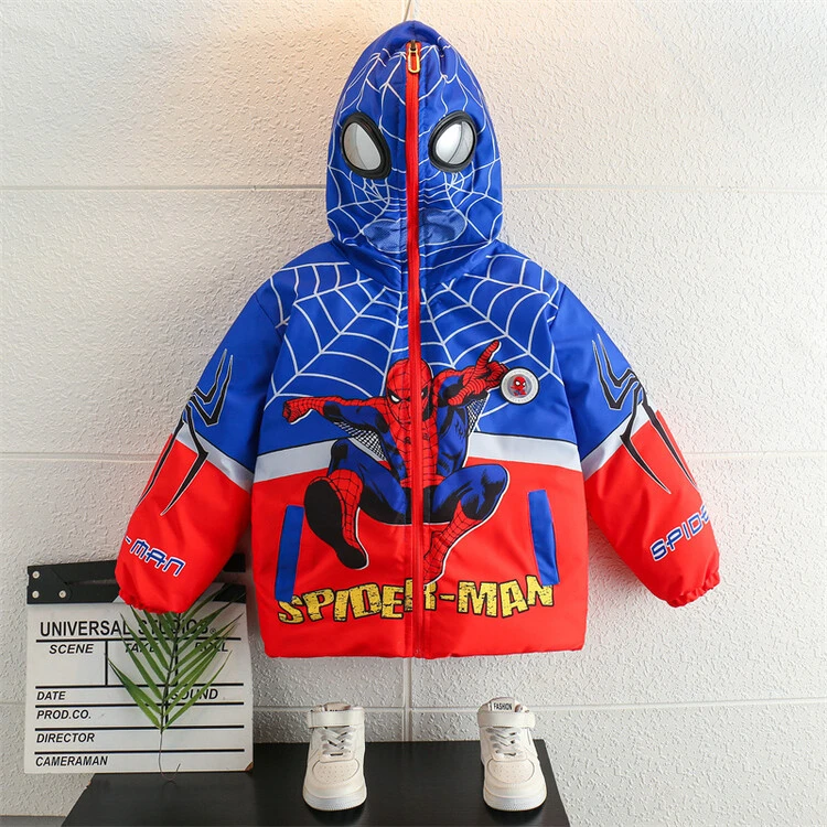儿童加绒冬款棉衣男童蜘蛛侠外套加厚耐冻保暖棉袄冬季童装帅气潮