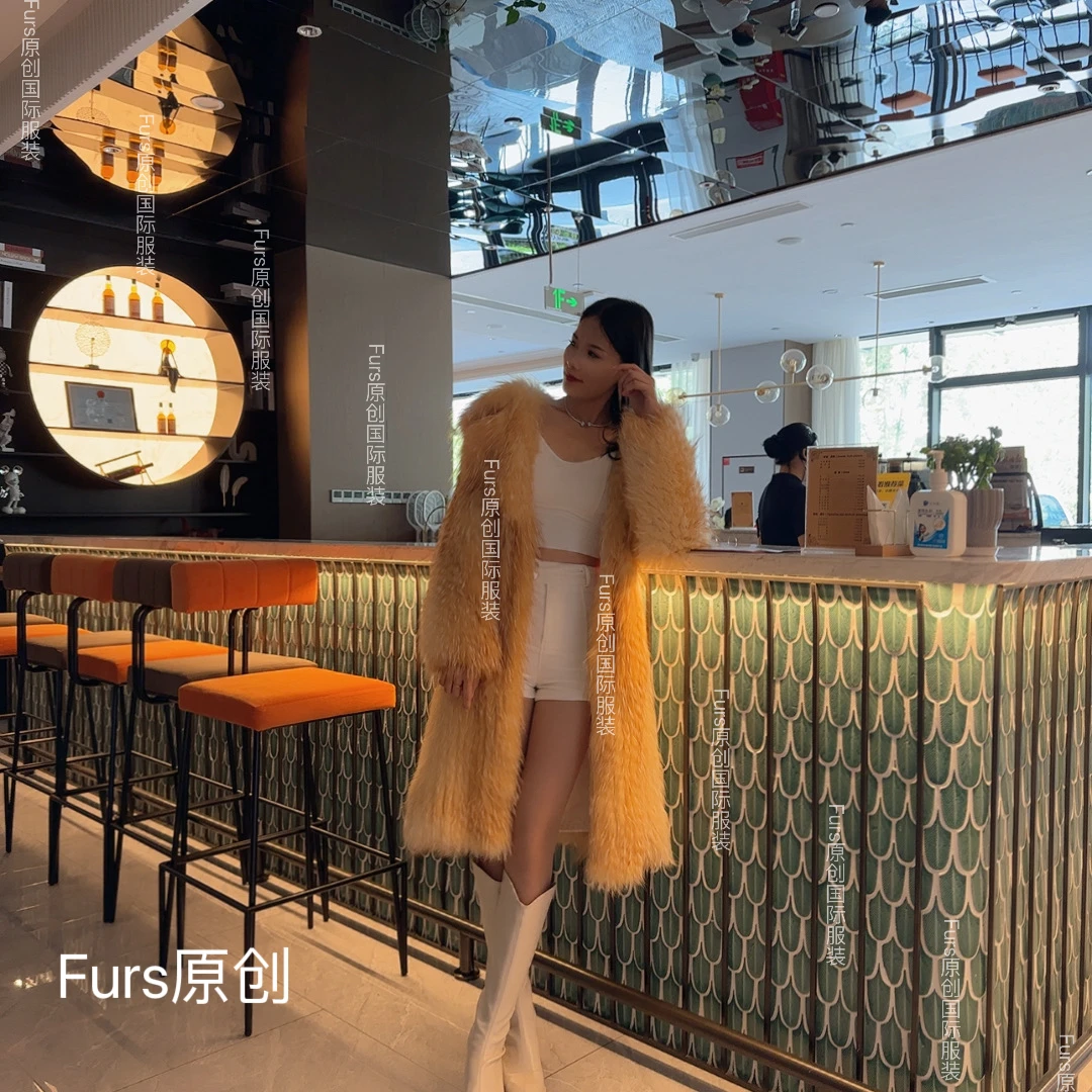 时尚大牌2024芬兰进口金岛狐外套气质女神必备编织设计师轻奢