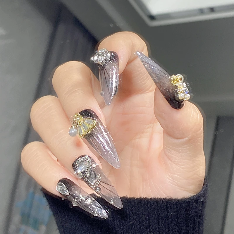 WLG 《黑天鹅》御姐范复古暗黑手工穿戴甲 手机原相机拍24209