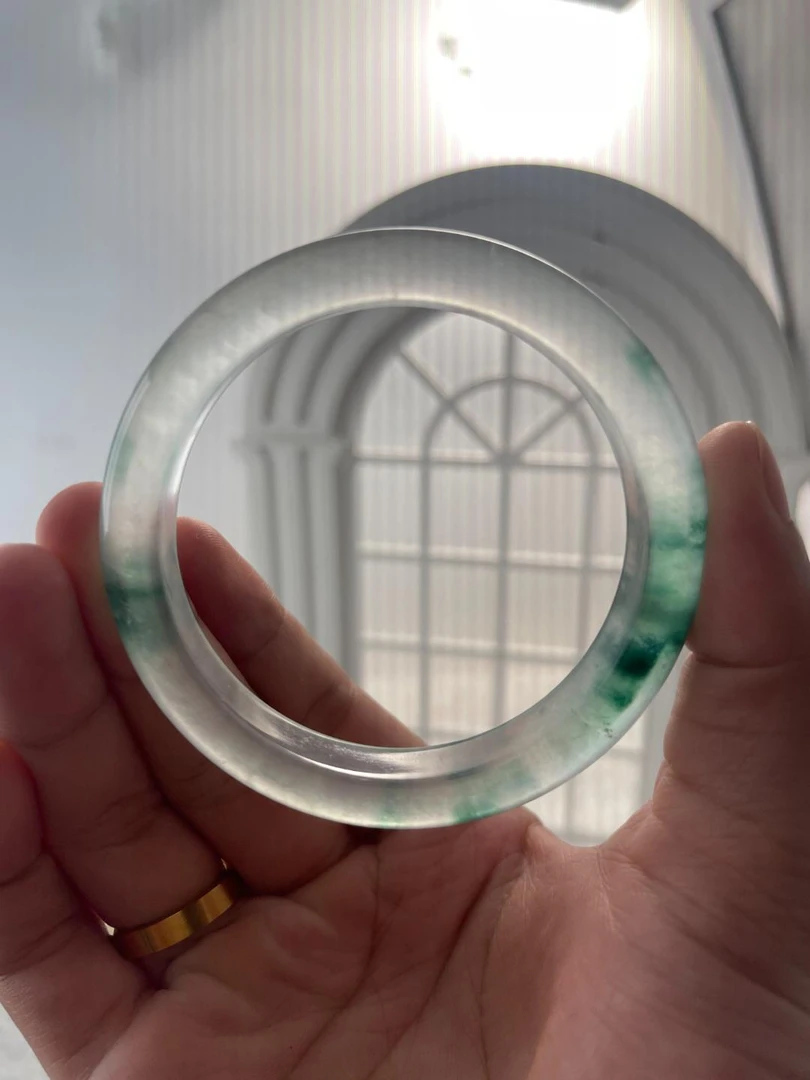 01青海独龙翠飘花女性高冰石英质手镯（拍下需要截图联系客服）