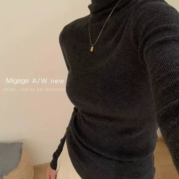 02406【张十柒】9625#高高领品质巨好百搭显瘦高领针织毛衣秋冬