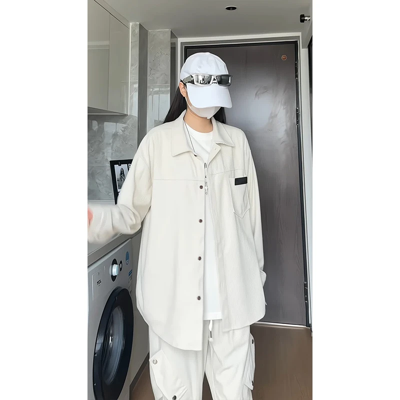 孤焰烈火秋季新款灯芯绒休闲套装男慵懒宽松两件套青少年一套穿搭