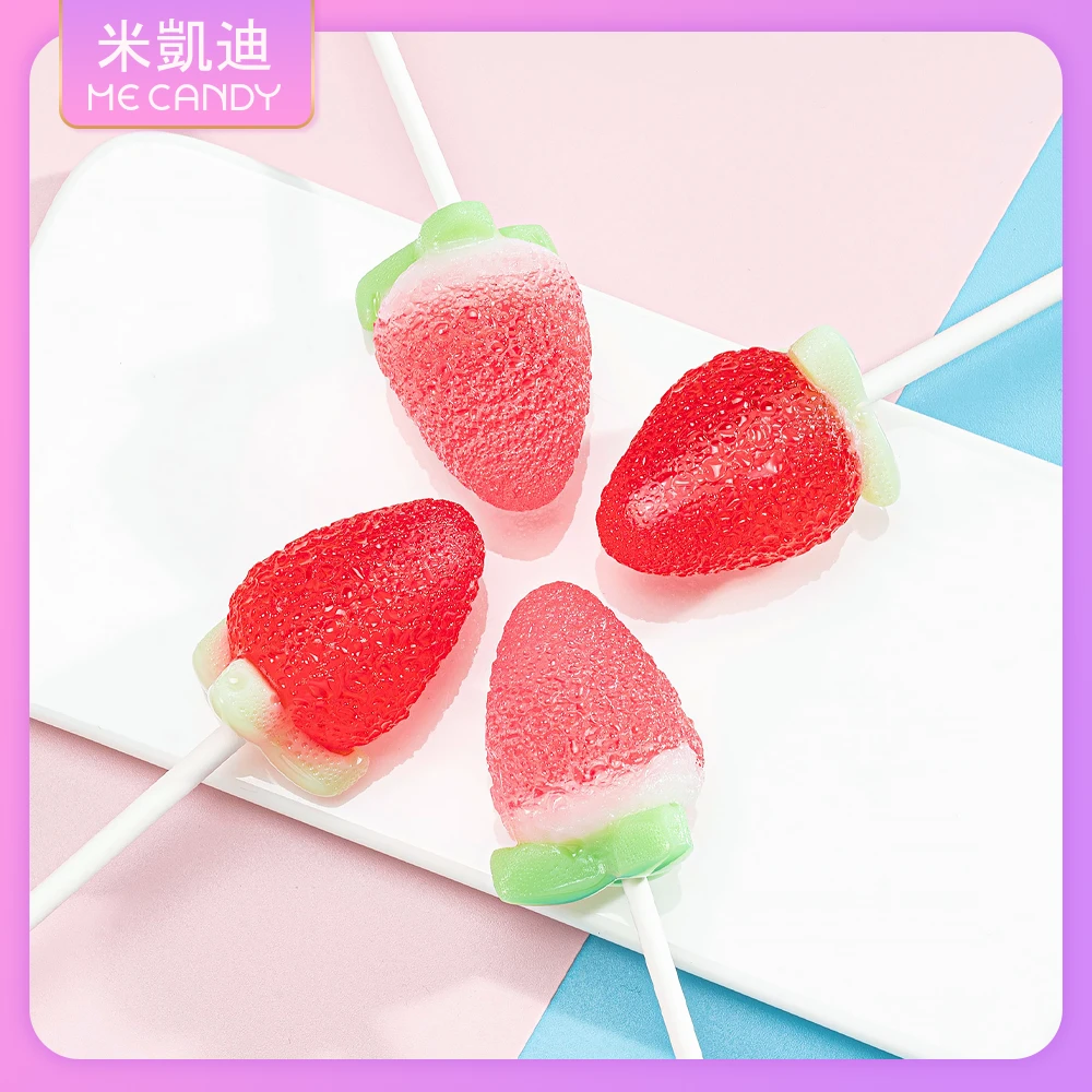 米凯迪4D纯手工3D无蔗糖零脂可爱萌熊多彩草莓创意纸棒棒糖zbj