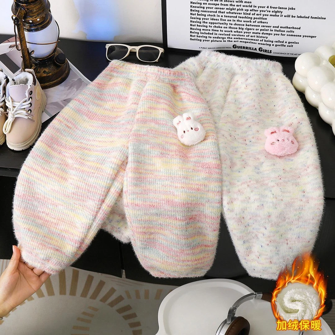 2024冬季儿童秋冬洋气女宝宝羊羔绒毛毛可爱小仙女加绒加厚保暖裤