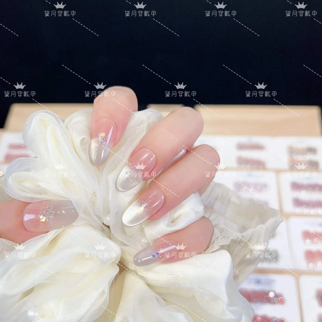 海洋泡泡纯手工光疗美甲贴果冻贴片指甲穿戴甲简约梯形重复