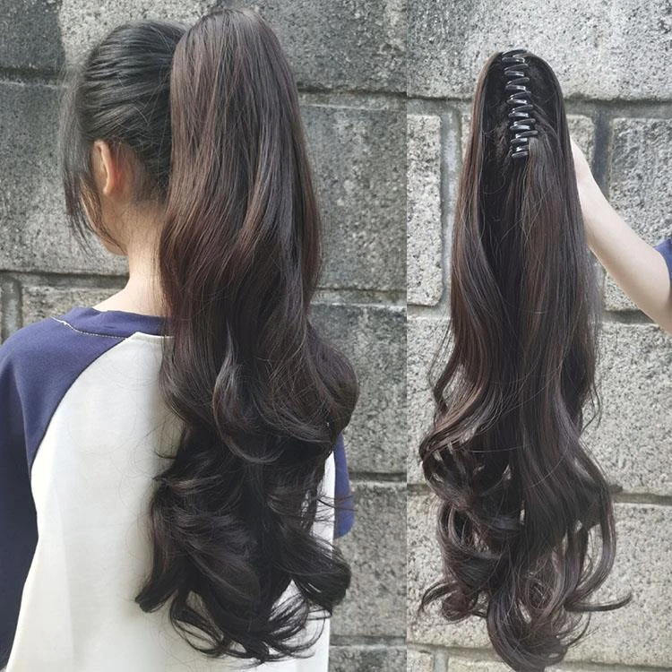 马尾假发女仿全真发抓夹高马尾网红卷发假马尾自然蓬松长发假辫子