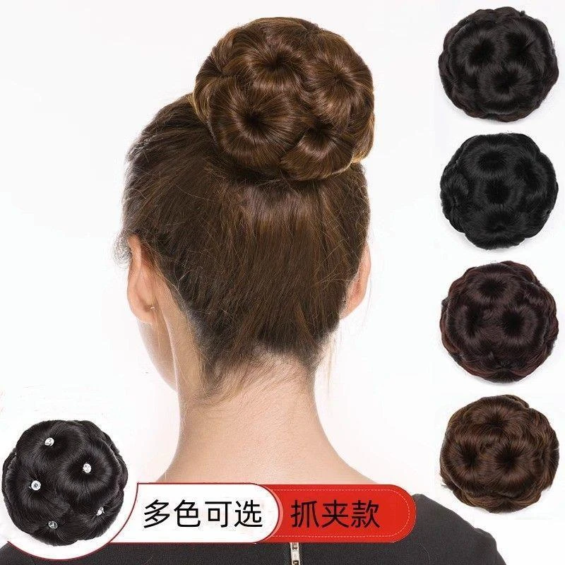 九朵花盘发器抓夹发包女抓夹花苞头丸子头带钻假发圈新娘头饰发包