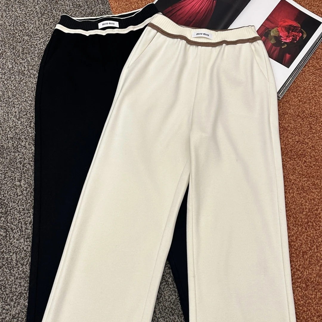 田娇baby 黑白两色加绒加厚垂感直筒裤时尚显瘦高腰休闲百搭秋冬