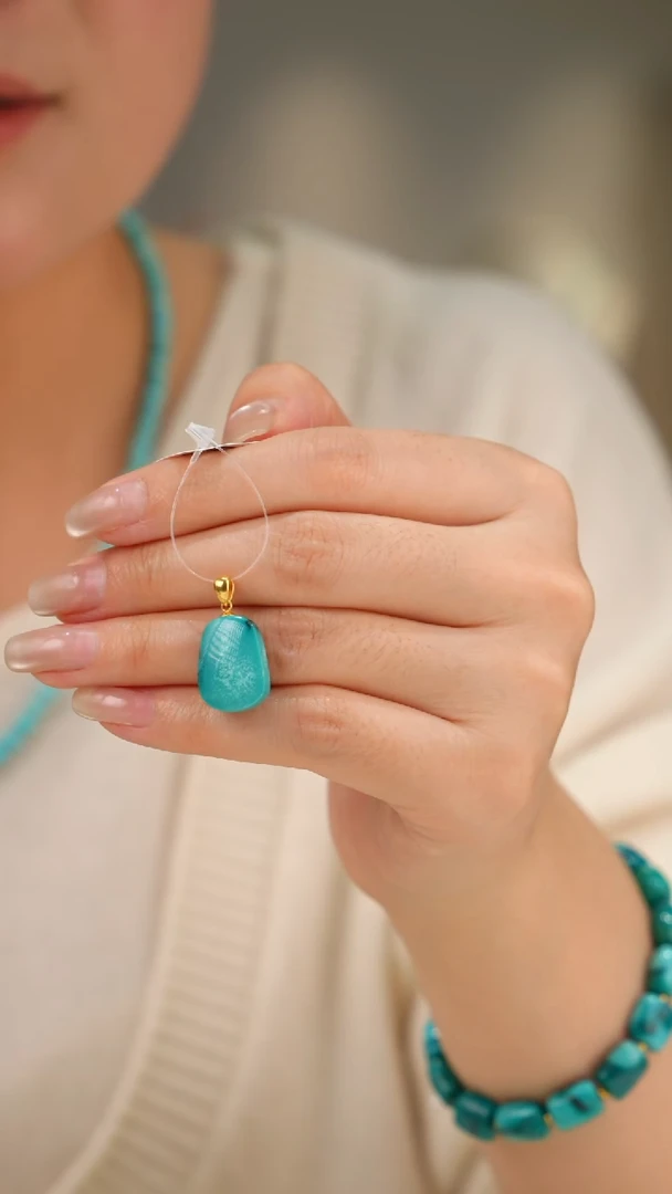 【闪购商品】绿松石吊坠(不含链)18K金镶嵌1