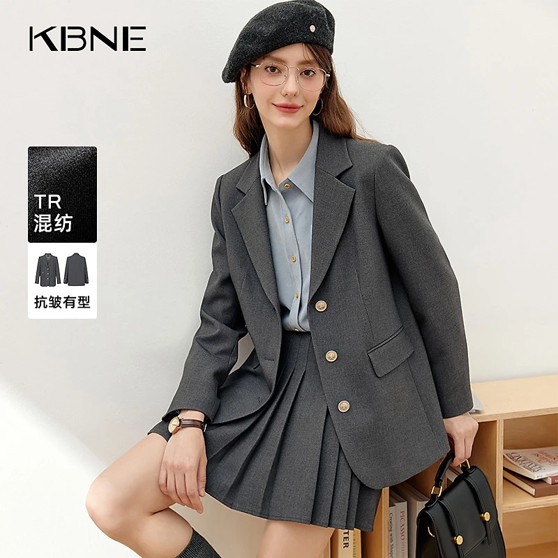 KBNE西装外套女轻奢气质职业女装高级感2024秋季学院风黑色西装
