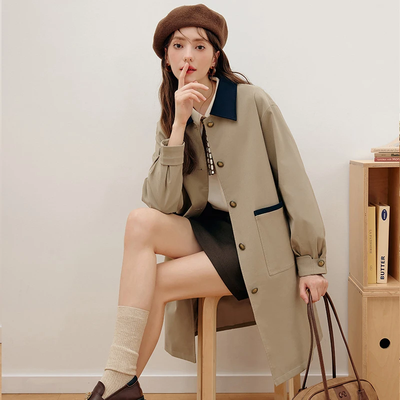 KBNE风衣外套女中长款爆款2025新款秋季马吉拉卡其色风衣小个子