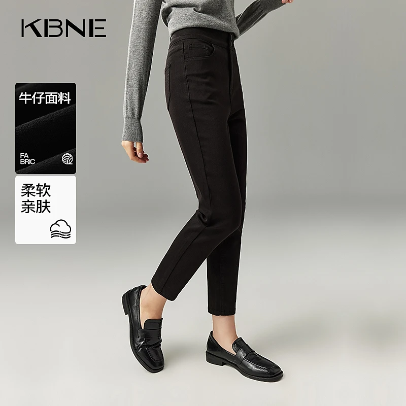 KBNE牛仔裤女款爆款2025新款高腰黑色显瘦紧身牛仔裤小脚裤小个子